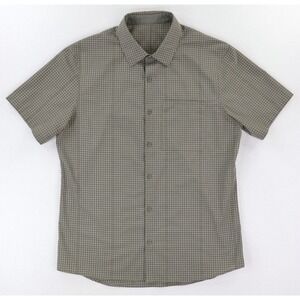 Lululemon Grid Light Short Sleeve Shirt Mens L Grey Sage / Ocean Mist Reflective